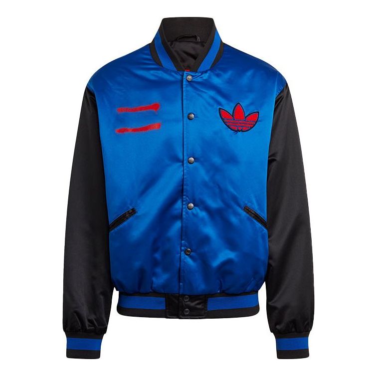 Bomber jakna adidas Originals Run-DMC Collegiate Colorblock Satin Bomber Jacket Plava | GN5931
