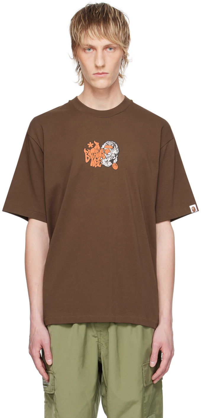 Majica kratkih rukava BAPE BAPE Brown Graffiti Ape Head Smeđa | 001TEK301346M
