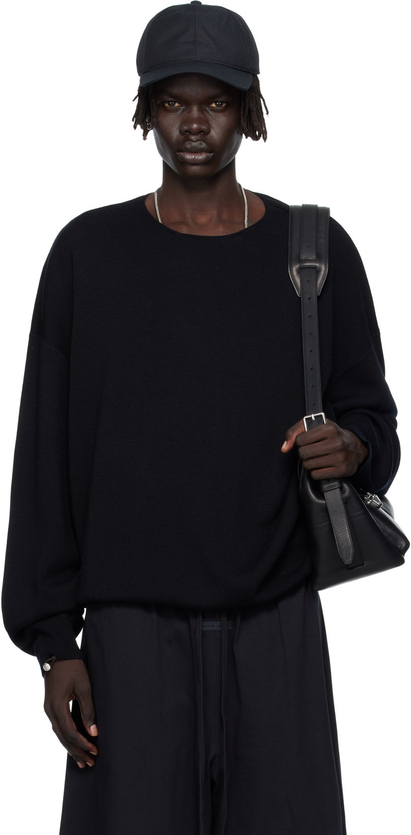 Džemper Fear of God Fear of God ESSENTIALS Long Sleeve Crewneck Sweater Crna | 192SP256490F