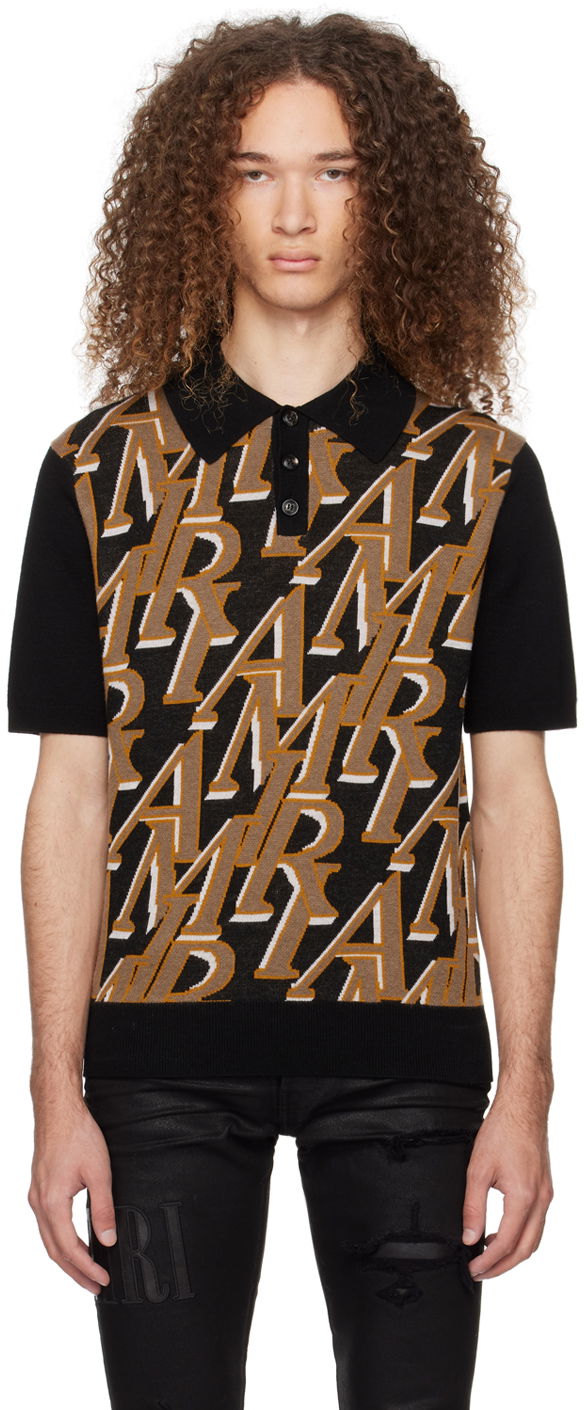 Polo majica AMIRI Repeat Polo Tee Crna | PS24MKS001