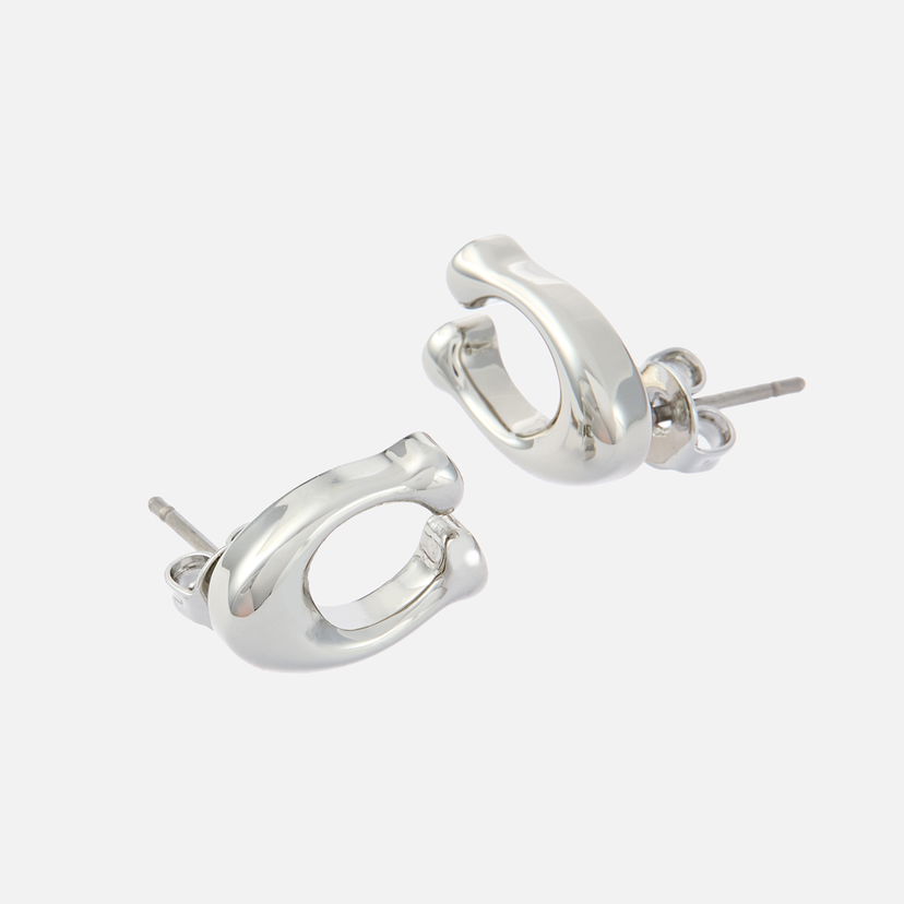 Naušnice Coach Bubble C Stud Earrings Metalik | 37369816RHO030