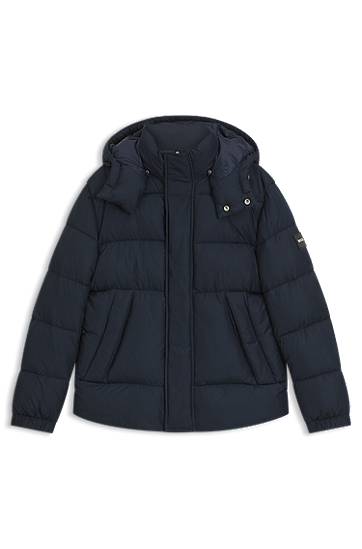 Pernata jakna BOSS Water-repellent puffer jacket with logo badge Tamnoplava | 50551599