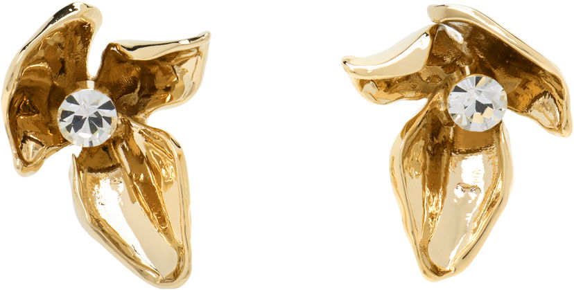 Naušnice Erdem Erdem Gold-Tone Crystal Flower Earrings Žuta | PF25_JE18_00038003