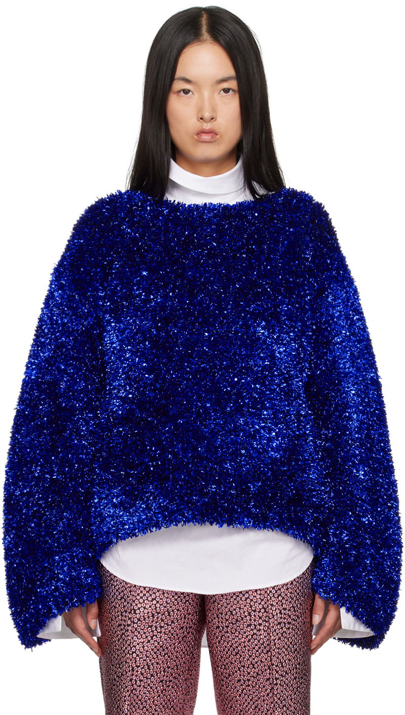 Džemper Dries Van Noten Tinsel Sweater Plava | 242-011244-9725