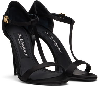 Tenisice i cipele Dolce & Gabbana Satin T-Bar Heeled Sandals Crna | CR1766 A7630, 3