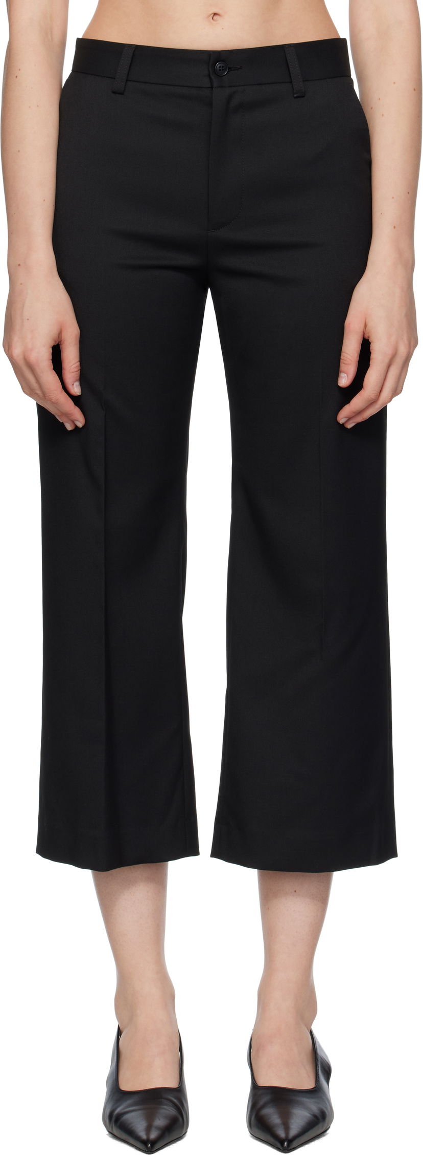 Hlače Maison Margiela MM6 Maison Margiela Tailoring Blend Cropped Trousers Crna | S52KA0535 M35227