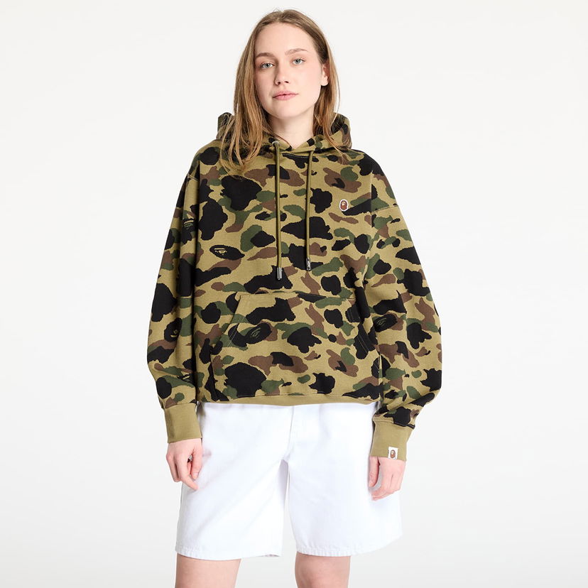 Dukserice BAPE A BATHING APE 1St Camo Jacquard One Point Relaxed Fit Pullover Hoodie Zelena | 001PPL301302MGRN