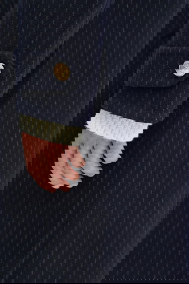 Kaputi Drôle de Monsieur Le Manteau Pinstripes Coat with White Collar Tamnoplava | I.CT143.WO041, 6