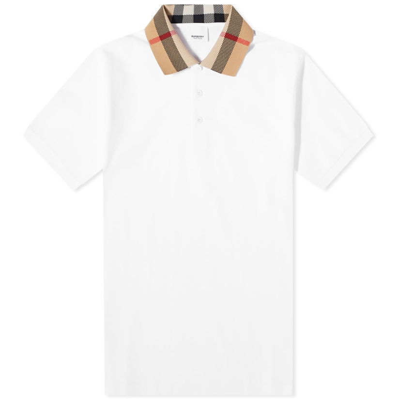Polo majica Burberry Check Collar Polo Bijela | 8071621A1464