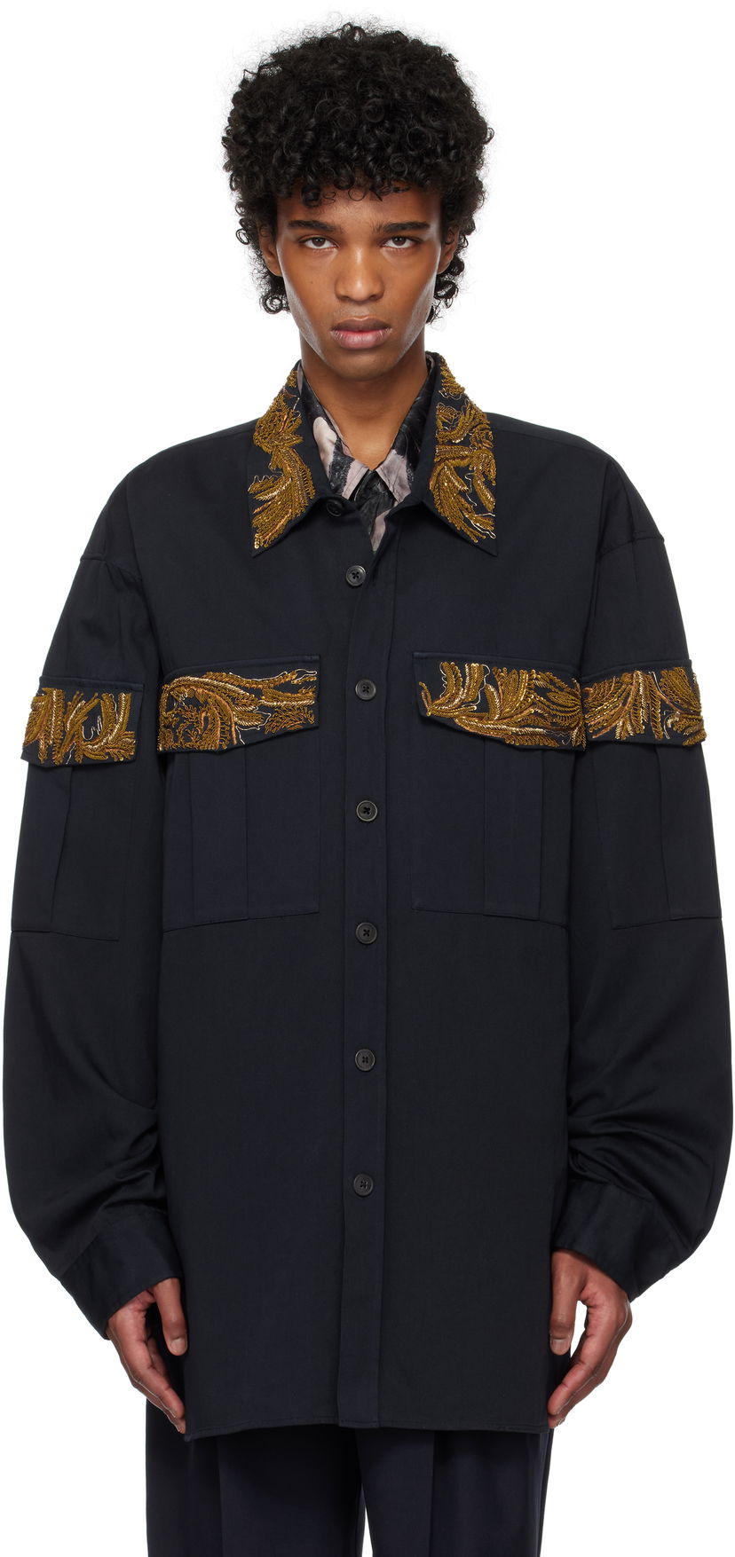 Košulja Dries Van Noten Dries Van Noten Embroidered Shirt Crna | 251-020757-1473