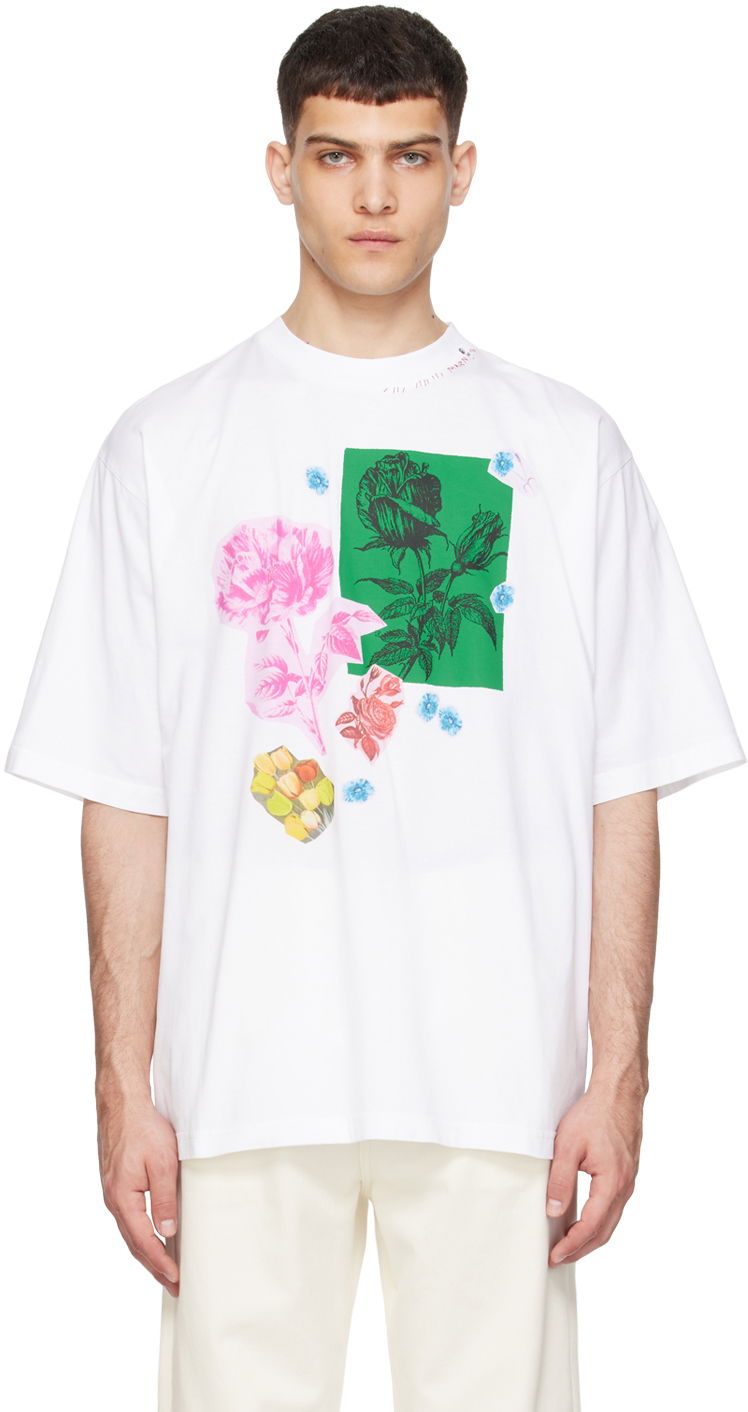 Majica kratkih rukava Marni Flower Prints T-Shirt Bijela | HUMU0223PT USCW75
