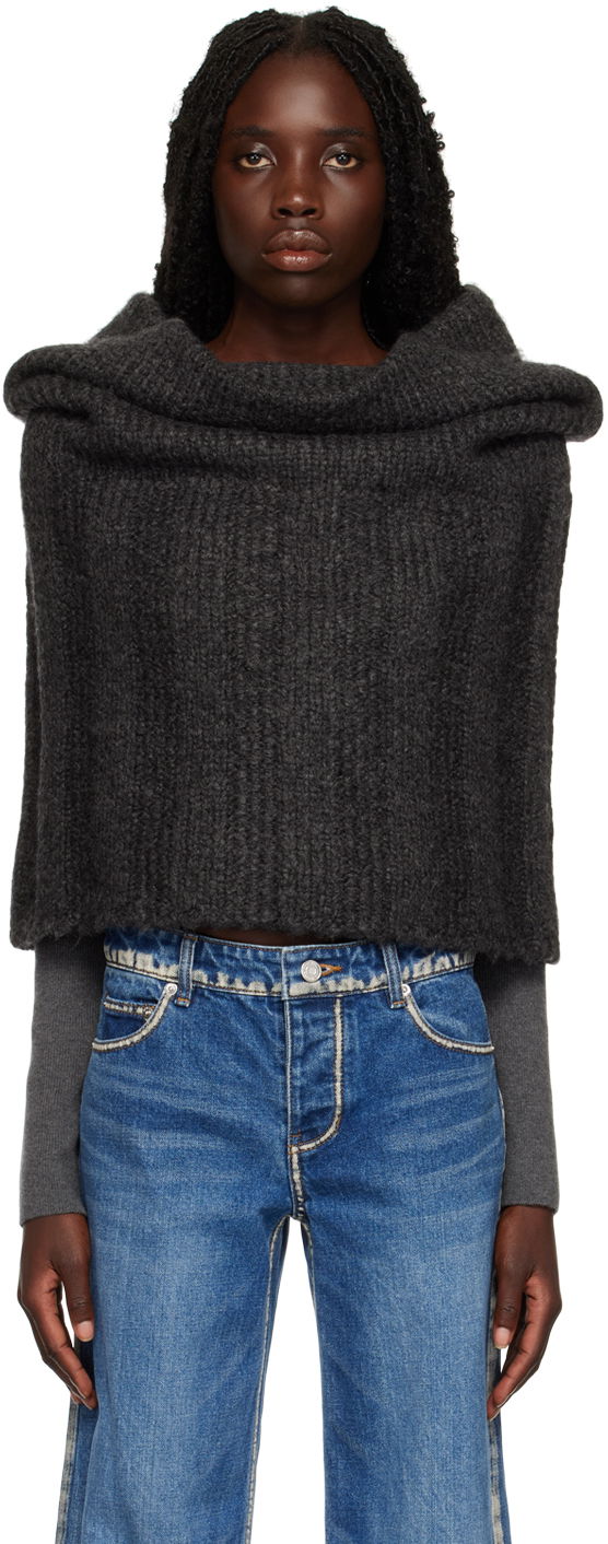 Džemper We11done We11done Cowl Neck Cropped Sweater Siva | WD-KL3-22-630-W-CH