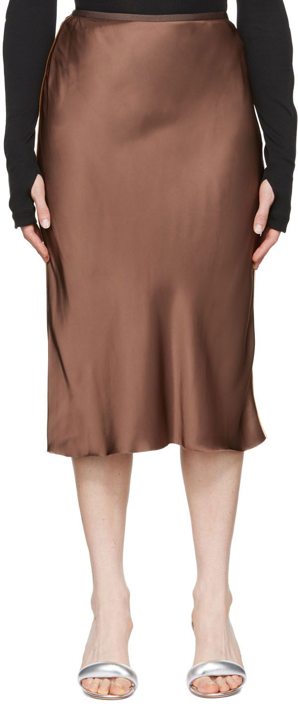 Suknja Helmut Lang Helmut Lang Slip Midi Skirt Smeđa | M04HW304