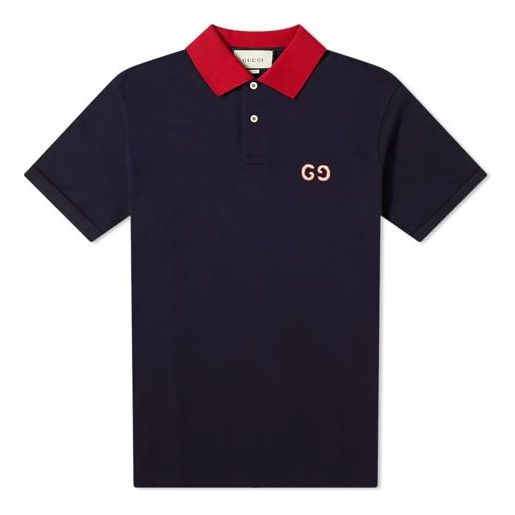 Polo majica Gucci Logo-Embroidered Short Sleeve Polo Plava | 574086-XJA6C-4062