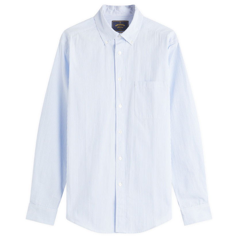 Košulja Portuguese Flannel Atlantico Seersucker Stripe Shirt, Large Plava | SS25-012-BLU
