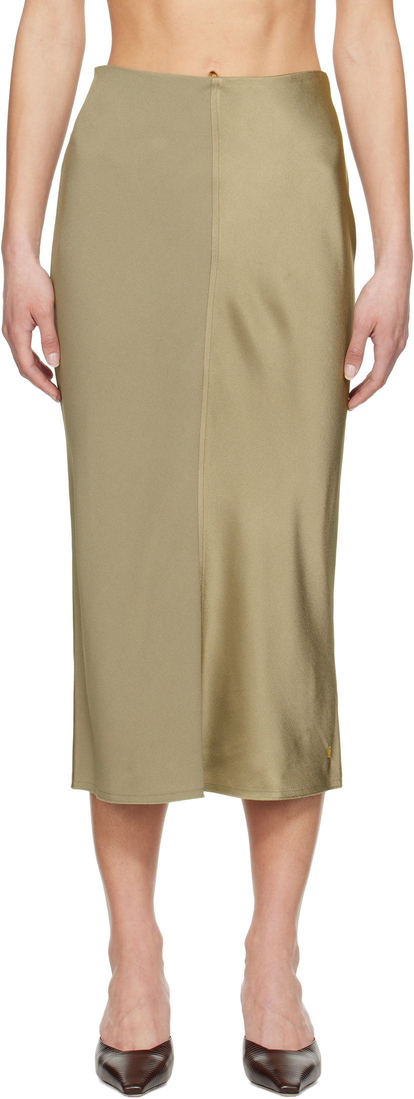 Suknja AMI AMI Paris Straight Midi Skirt Zelena | FSK266.AC0014
