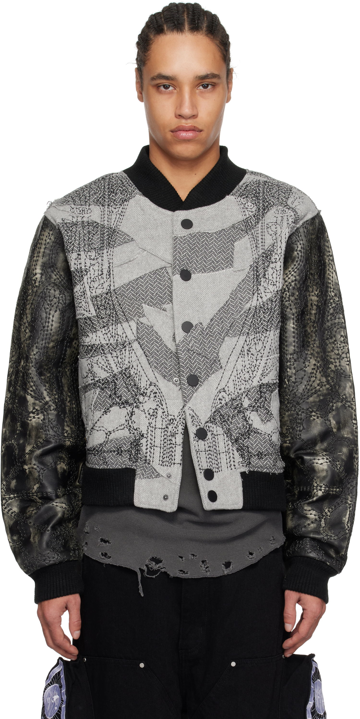 Bomber jakna Who Decides War Who Decides War Notre Dame Embroidered Varsity Jacket Siva | 1131340021SS25, 0