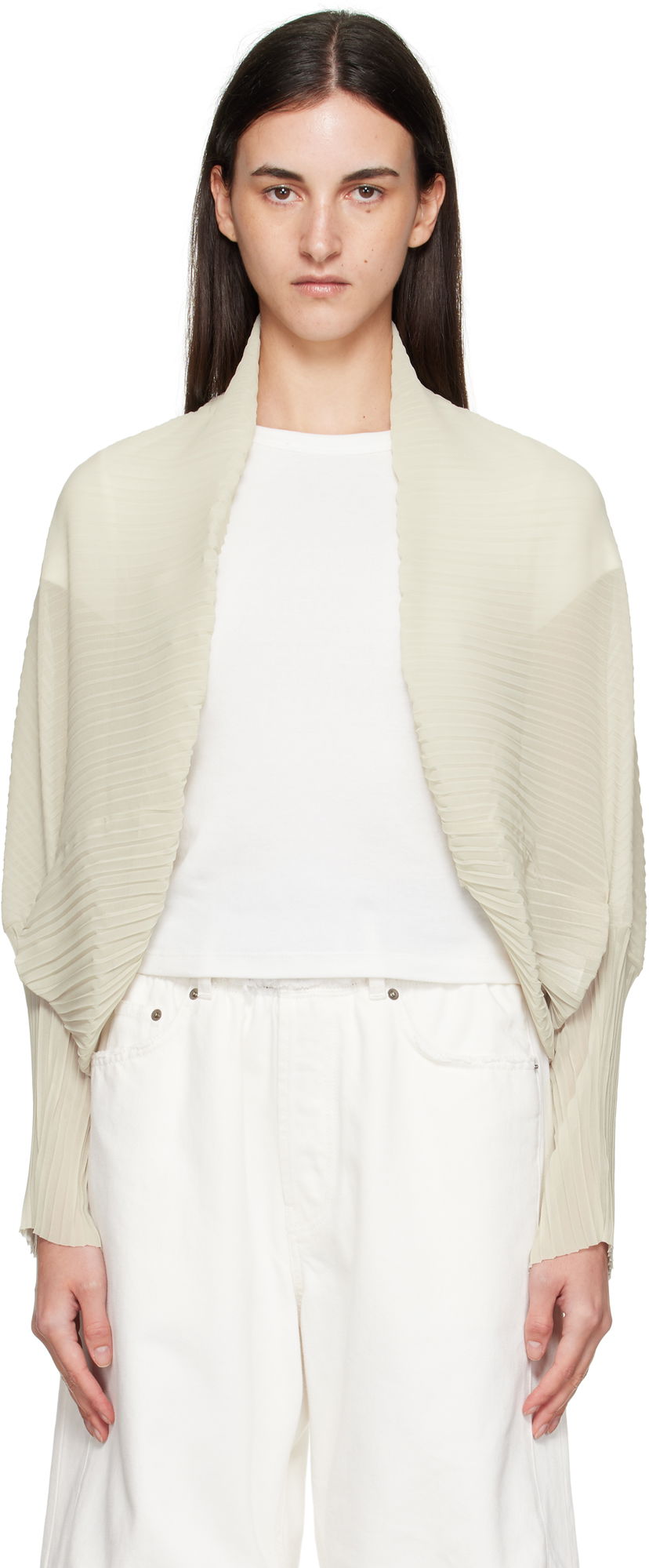 Džemper Max Mara Max Mara Vesuvio Pleated Cardigan Bež | 2514731012600
