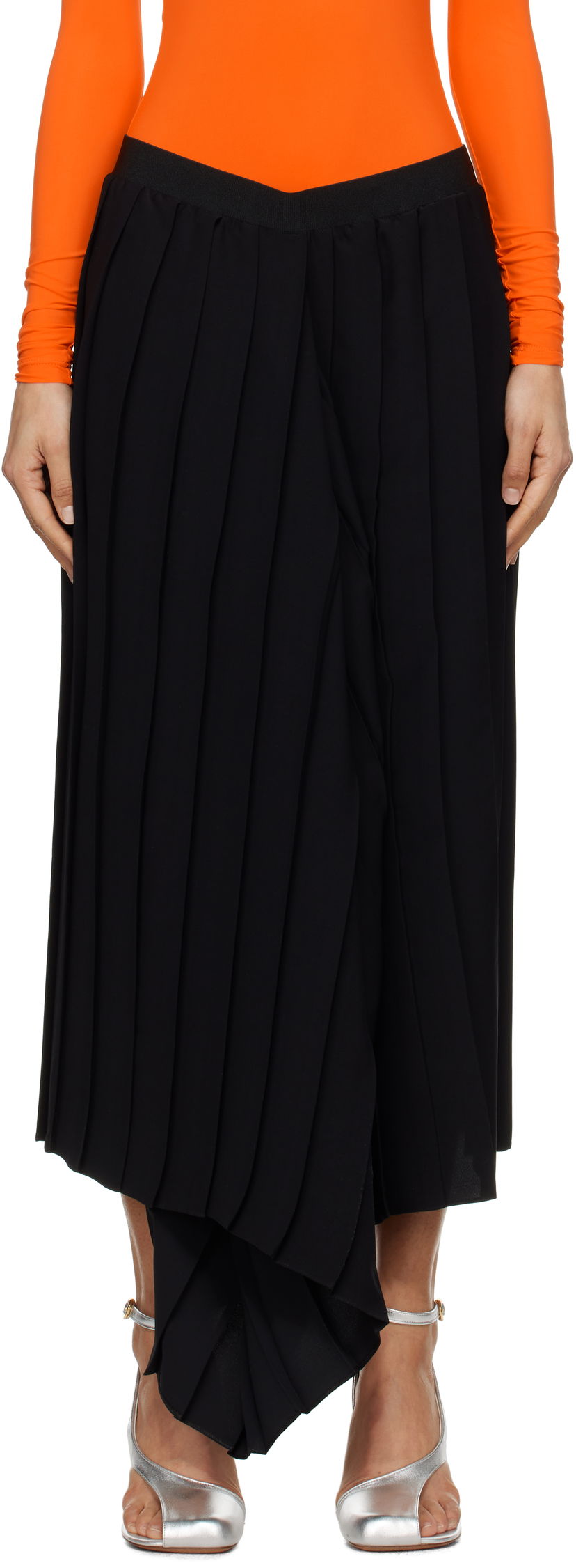 Suknja Maison Margiela MM6 Maison Margiela Drape Pleated Midi Skirt Crna | S52ME0020 S43455