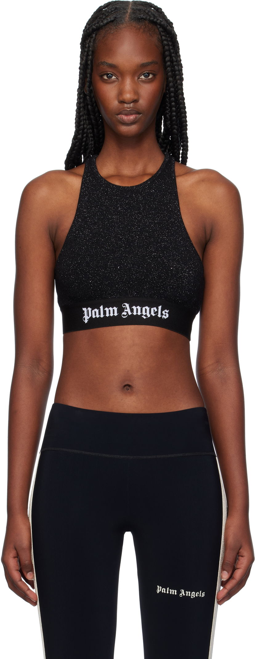 Majica bez rukava Palm Angels Logo Tape Tank Top Crna | PWHT001F24KNI0011010
