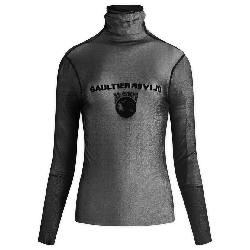 Dukserice Jean Paul Gaultier Mesh Turtle Neck Flocked Earth Crna | 24-27-U-TO187I-T001-0000