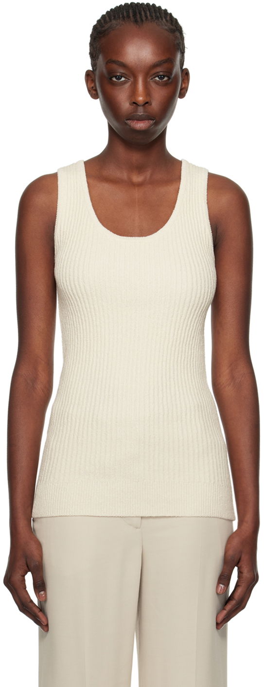 Majica bez rukava TOTEME Textured Tank Top Bijela | 242-WRT1670-YA0042