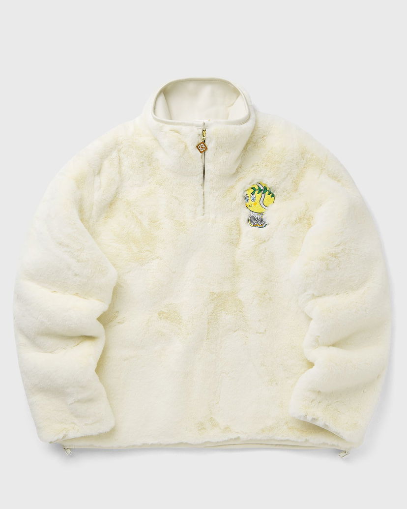 Jakna Casablanca Faux Fur Half-Zip Jacket Bijela | M-AW25-OT-228-01
