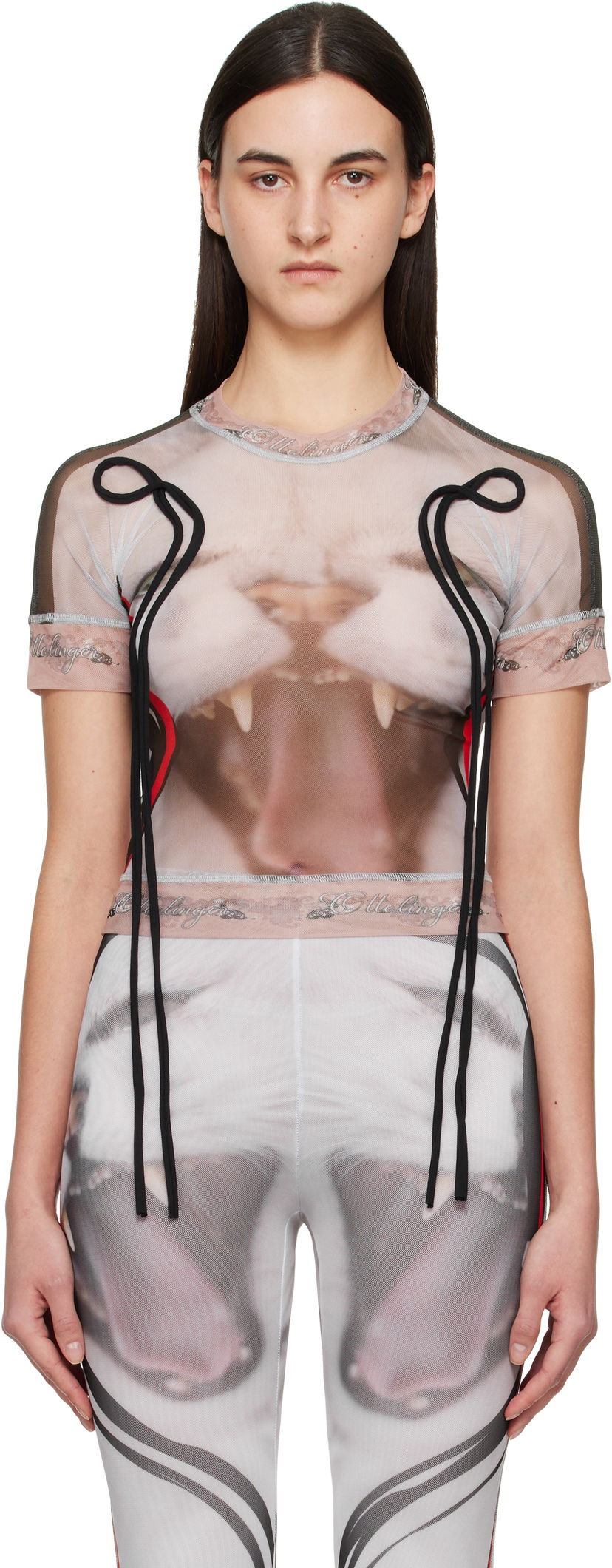 Majica kratkih rukava Ottolinger Ottolinger Mesh Cat Graphic T-Shirt Bež | 10110040102