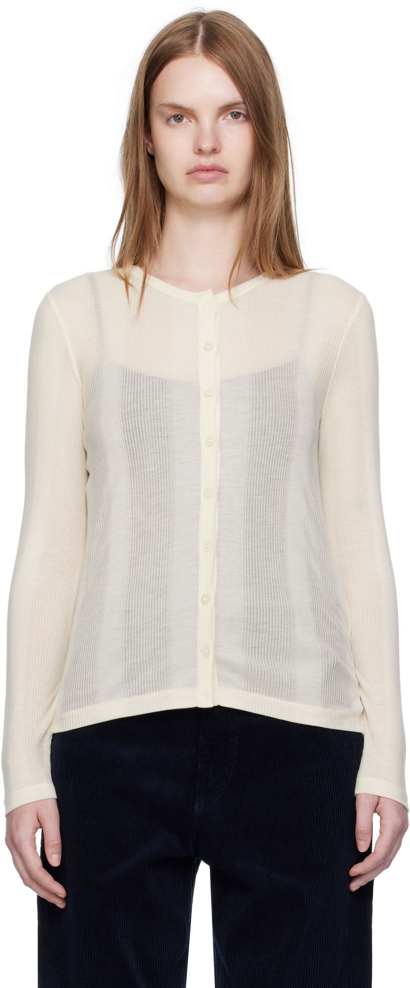 Džemper A.P.C. A.P.C. Lorie Button Cardigan Bež | LYAAW-F22331