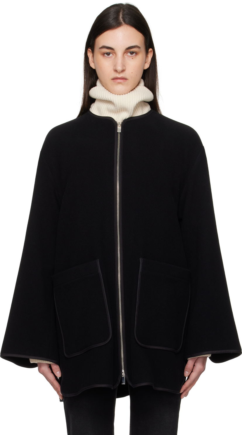 Kaputi TOTEME TOTEME Felted Wool Zip-Up Jacket Crna | 251-WRO4262-FB0039