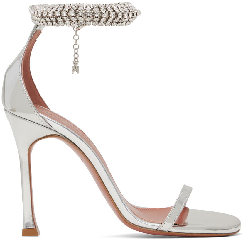 Njega cipela Amina Muaddi Amina Muaddi Iman Heeled Sandals with Rhinestone Anklet Metalik | IMAN SANDAL SR MIRROR