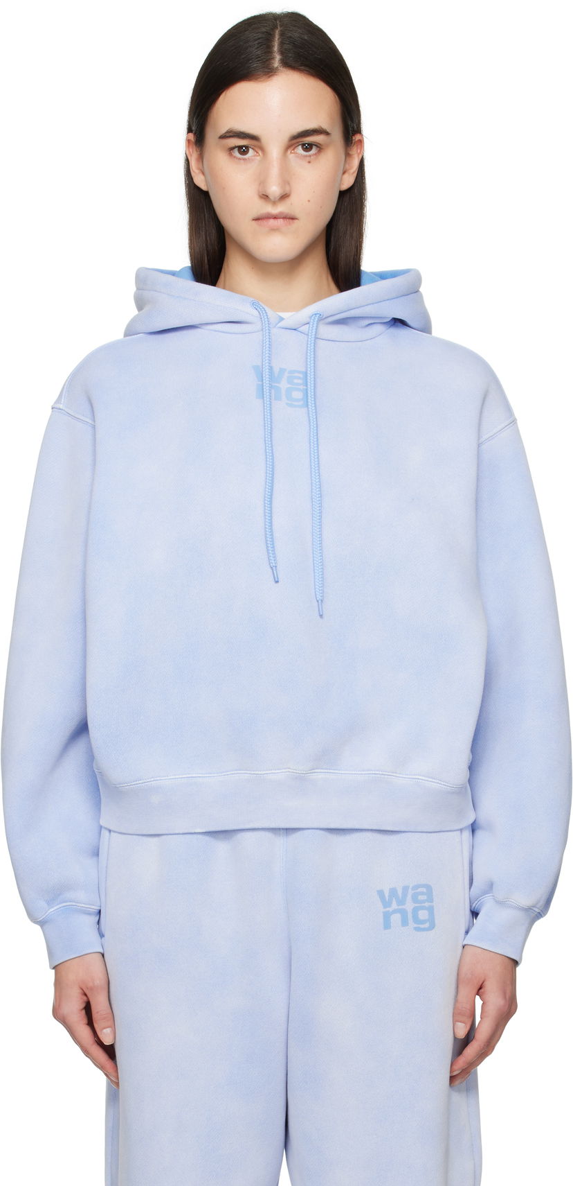 Dukserice Alexander Wang Alexander Wang Puff Logo Cropped Hoodie Plava | 4CC3242108