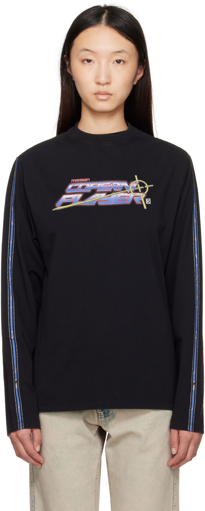 Majica kratkih rukava Coperni Coperni Slogan Graphic Long Sleeve T-Shirt Crna | COPJS16PF5041