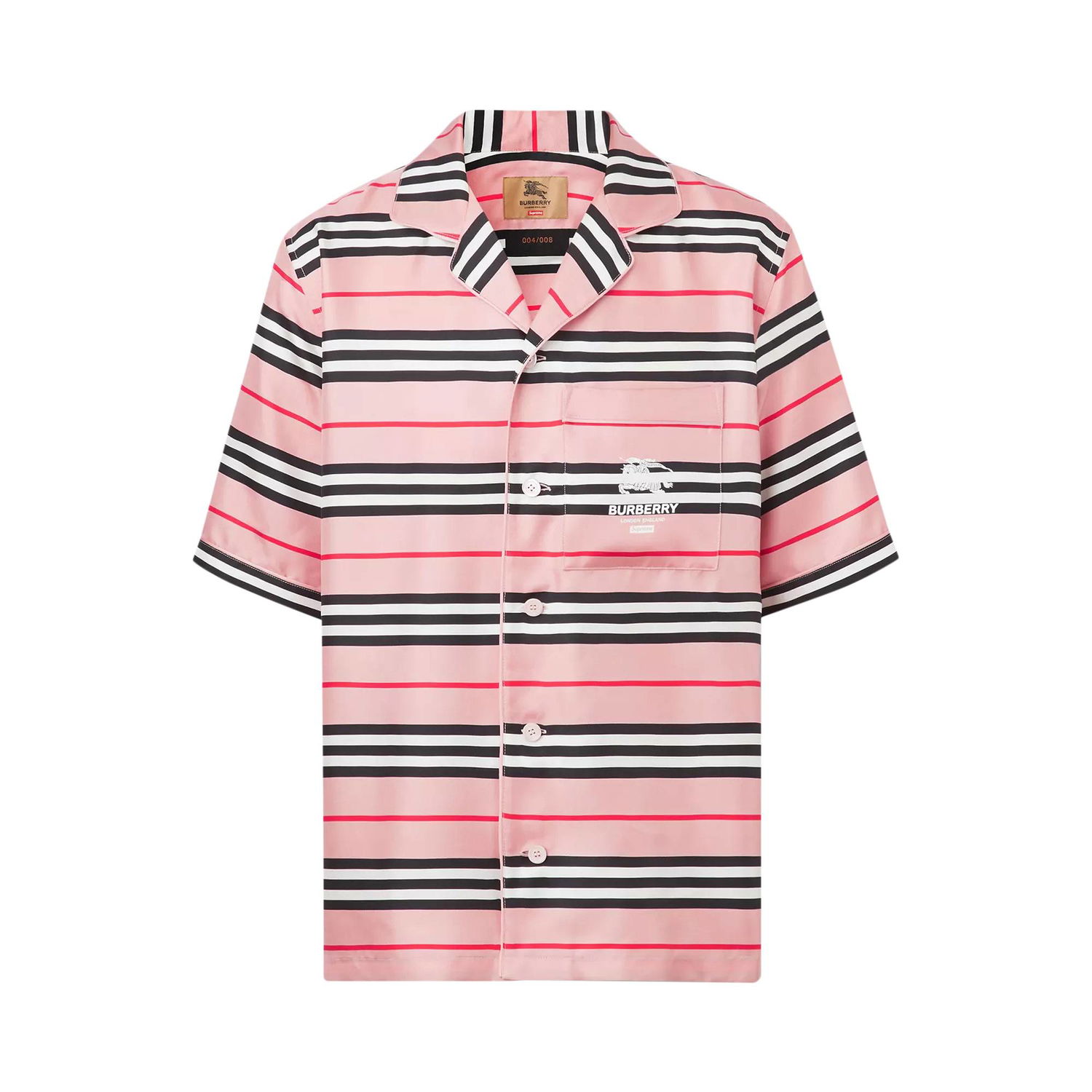 Polo majica Supreme Burberry x Icon Stripe Silk Pyjama Shirt (Burberry Exclusive) Ružičasta | 80526651, 1