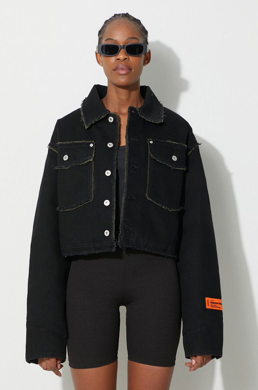 Jakna HERON PRESTON Oversize Denim Jacket Crna | HWYE013F23DEN0011000