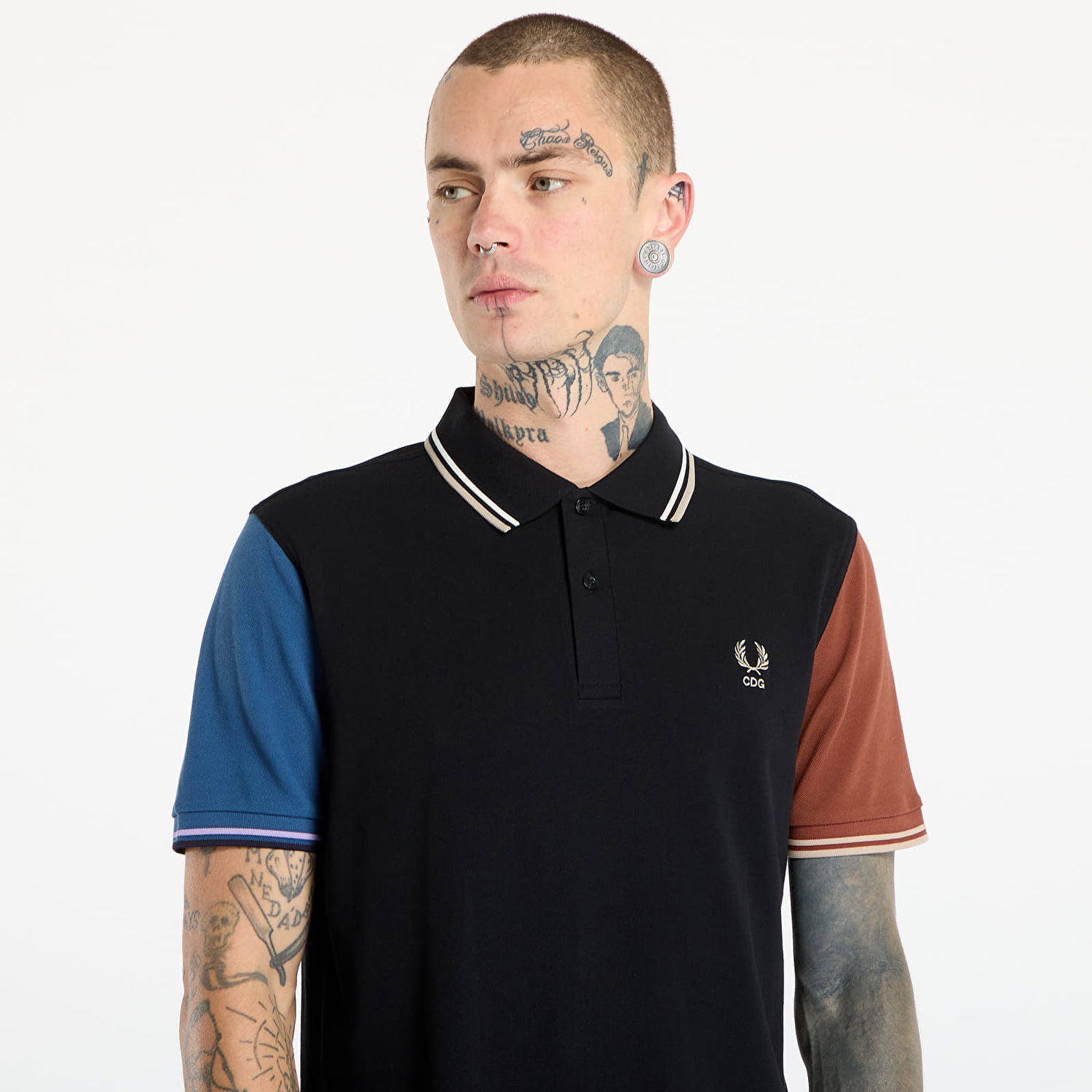 Polo majica Comme des Garçons Comme des Garçons SHIRT x Fred Perry Color Block Polo Knit Višebojno | FP-T502-W25 Black, 1