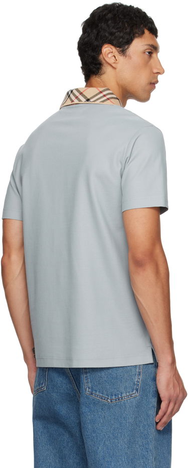 Polo majica Burberry Burberry Check Collar Cotton Polo Plava | 8110944, 2