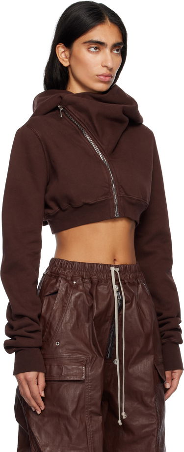 Dukserice Rick Owens Concordians Micro Mountain Cropped Asymmetric Zip Hoodie Smeđa | DS02E7237 F, 1