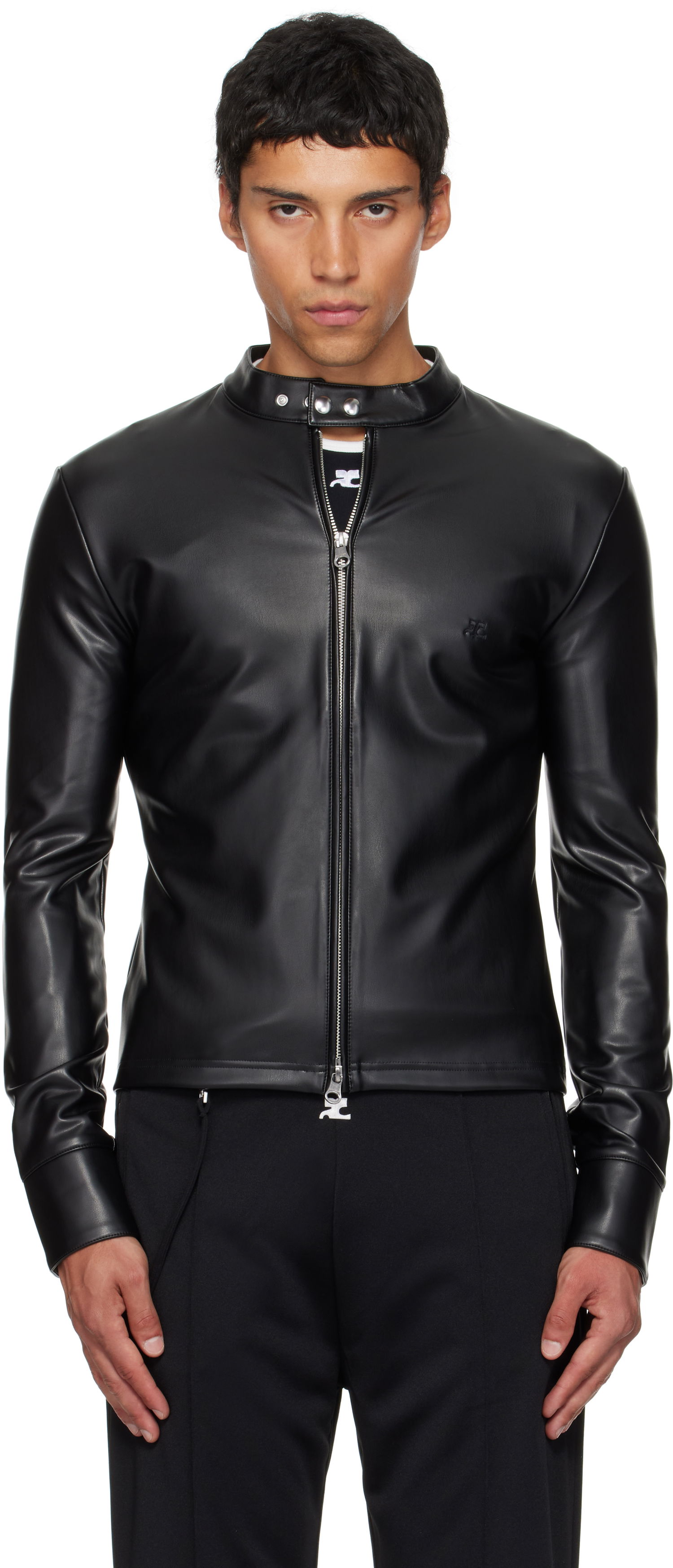 Jakna Courrèges Courrèges Faux-Leather Biker Jacket Crna | 325CTO448PU0049, 0