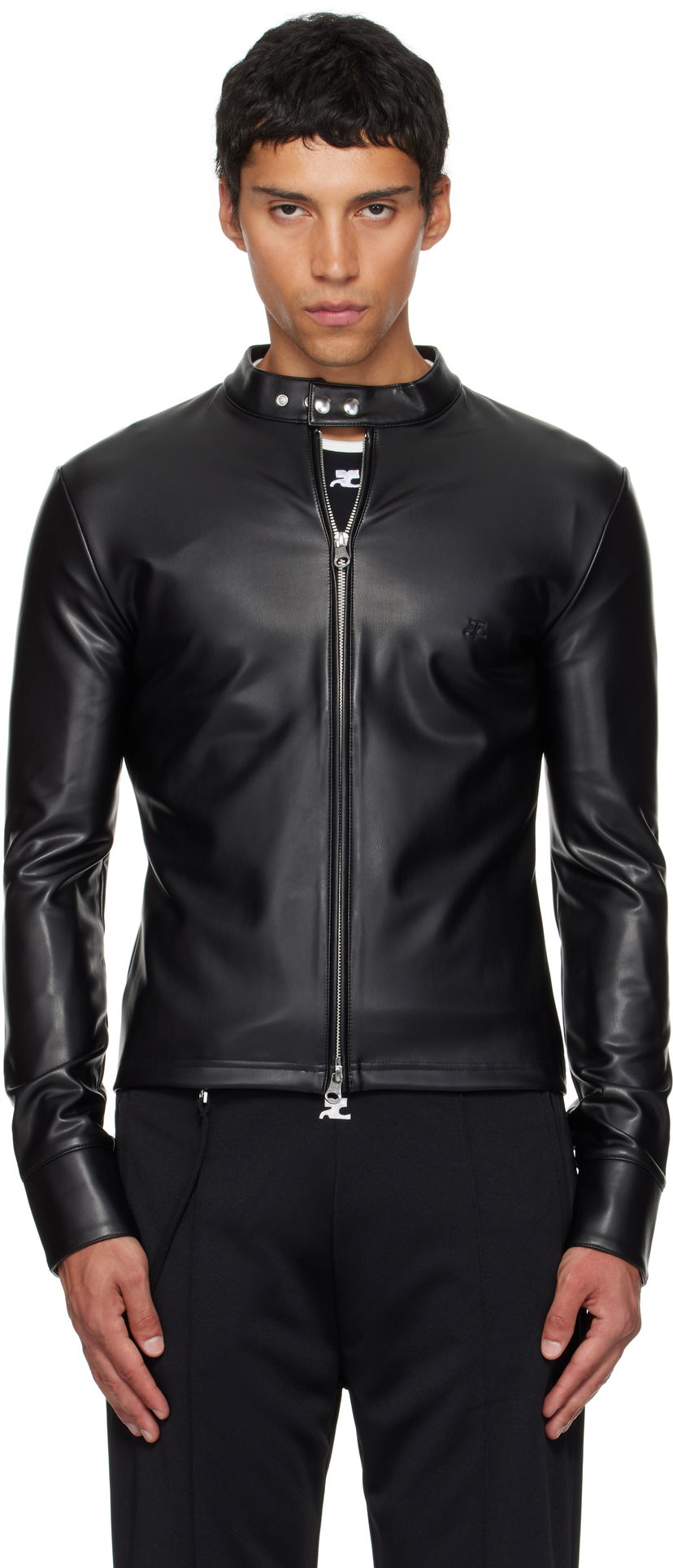Jakna Courrèges Courrèges Faux-Leather Biker Jacket Crna | 325CTO448PU0049