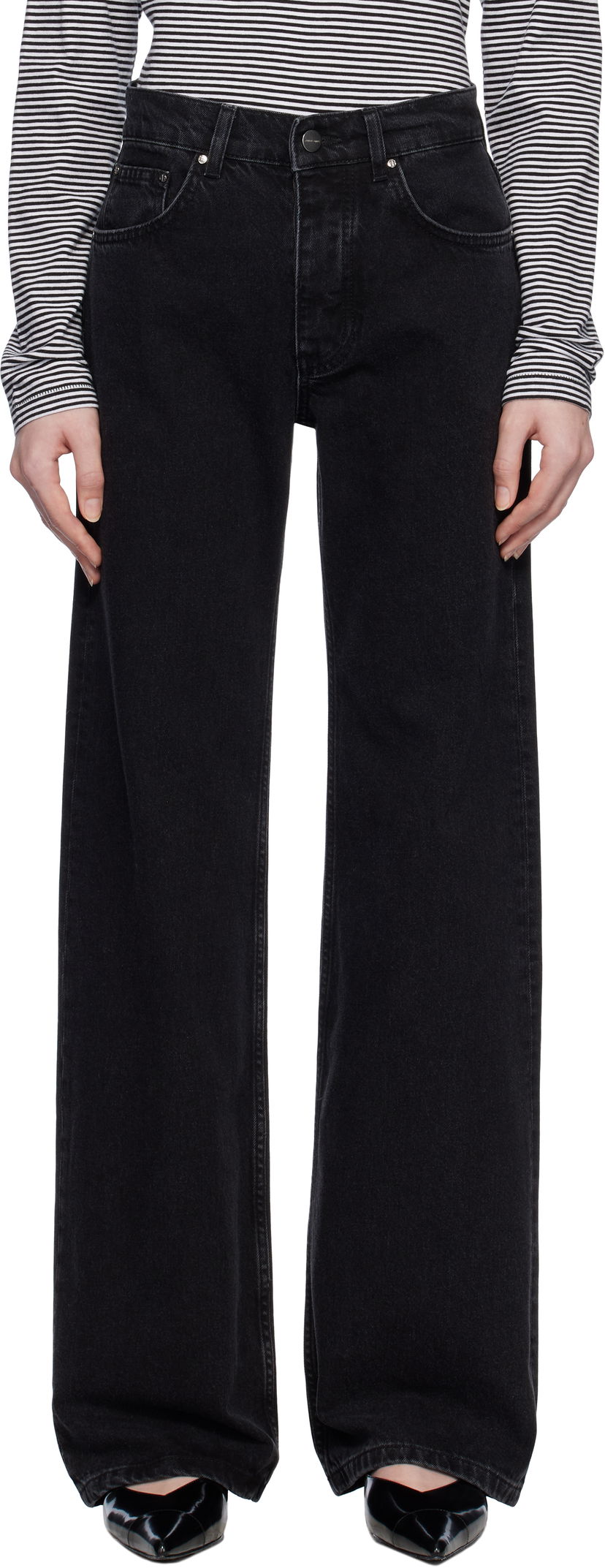 Jeans Anine Bing Hugh Black Denim Jeans Crna | A-06-1134-009