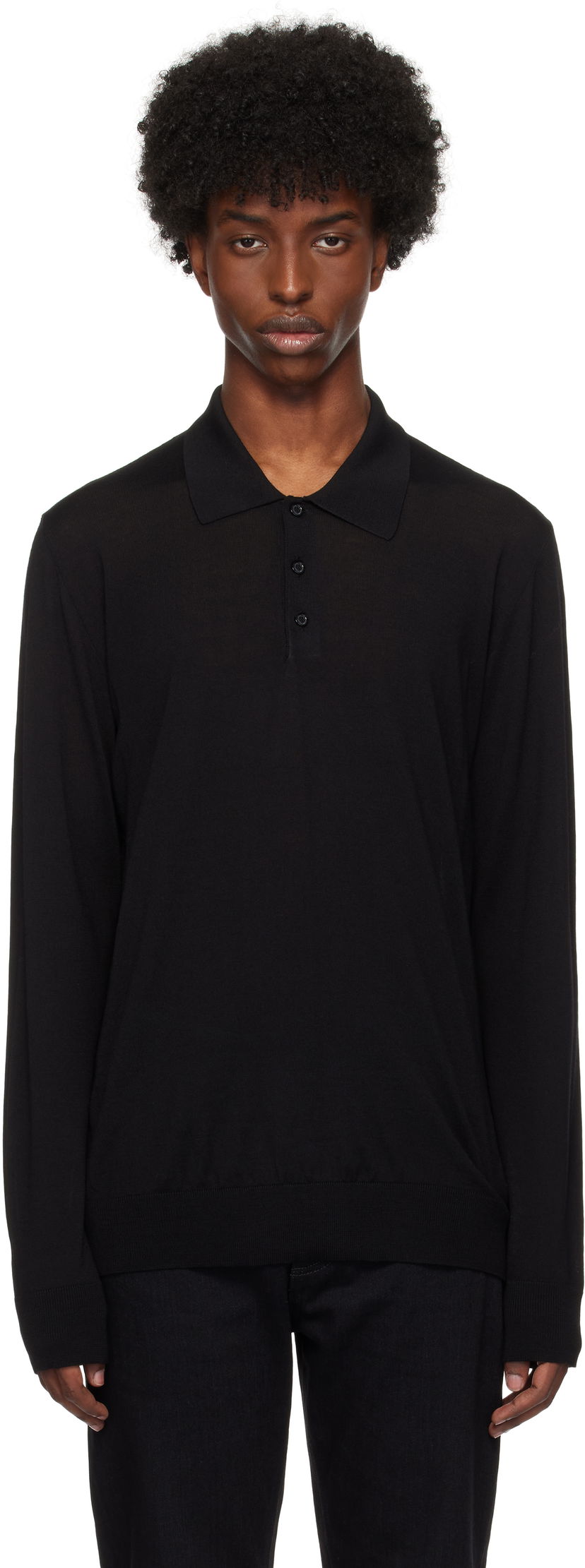 Polo majica Golden Goose Merino Wool Polo Crna | GMP01353.P001041.90100