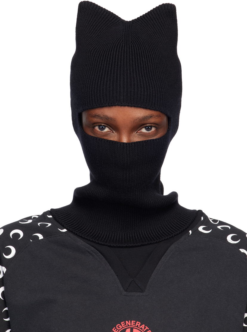 Šešir Marine Serre Marine Serre Merino Wool Knit Kawaii Cat Ear Balaclava Crna | UHG073ACKNI0033
