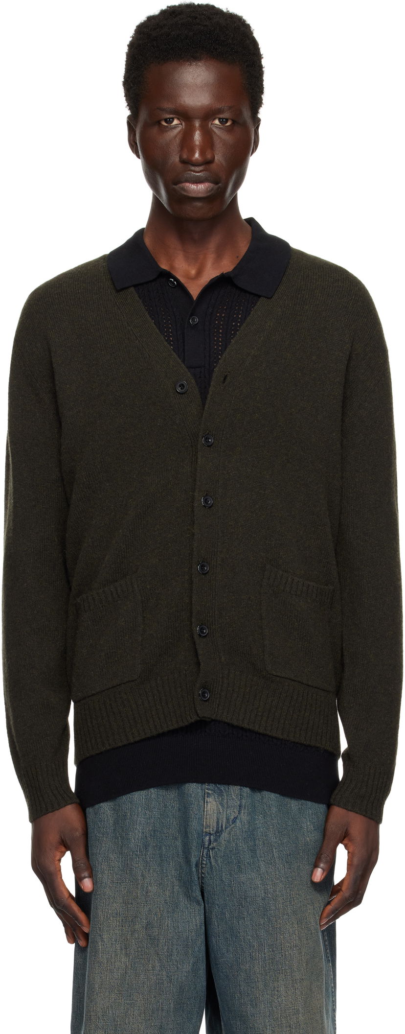 Džemper BEAMS BEAMS PLUS 7G Cardigan Zelena | 38150094103