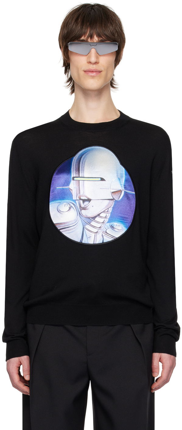 Džemper Stella McCartney Stella McCartney Embroidered Crewneck Sweater Crna | 6K07133S2479
