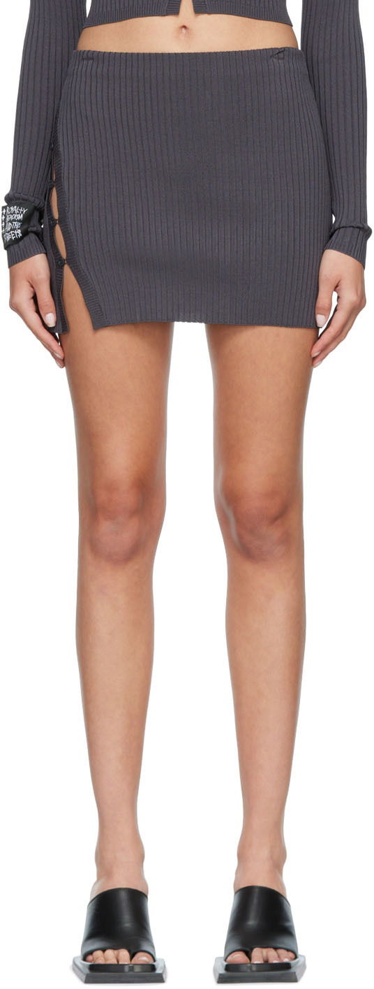 Suknja Ksubi Ribbed Mini Skirt Siva | WPF22SK008