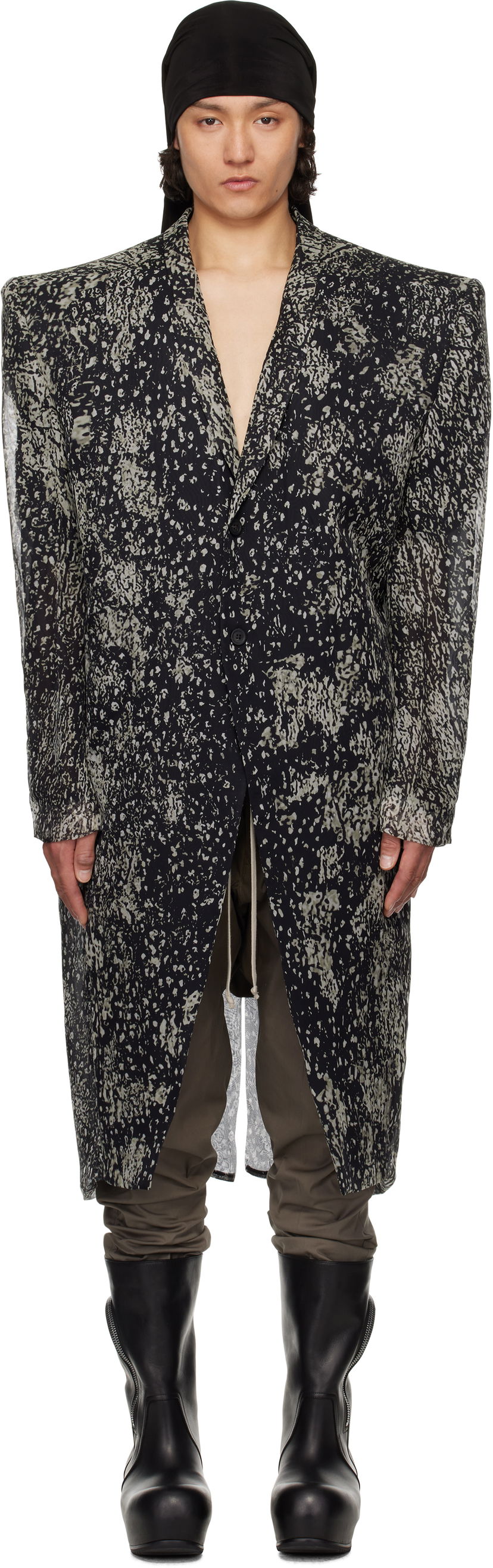Kaputi Rick Owens Rick Owens Hollywood Ricks Print Coat Crna | RU01E5931 SP1