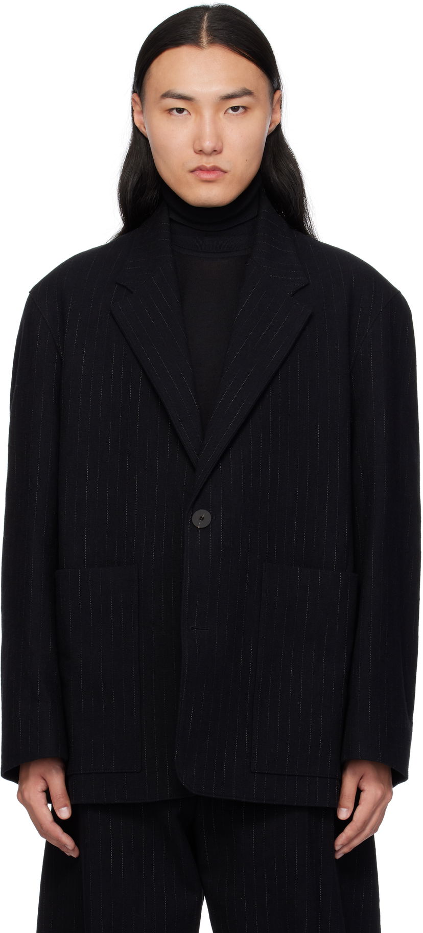 Jakna Studio Nicholson Studio Nicholson Conde Pinstripe Blazer Crna | CONDE SNM - 1251