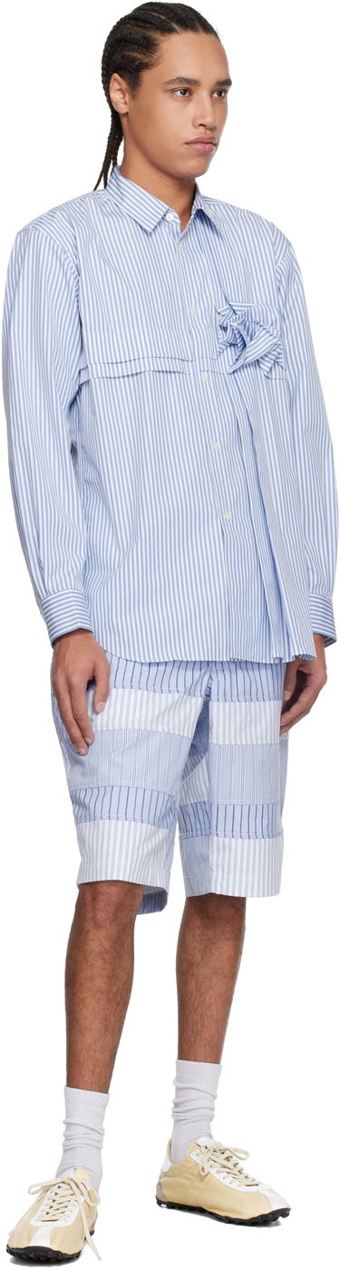 Košulja Comme des Garçons Comme des Garçons Yarn Dyed Stripe 3D Roses Shirt Plava | FO-B039-051, 3