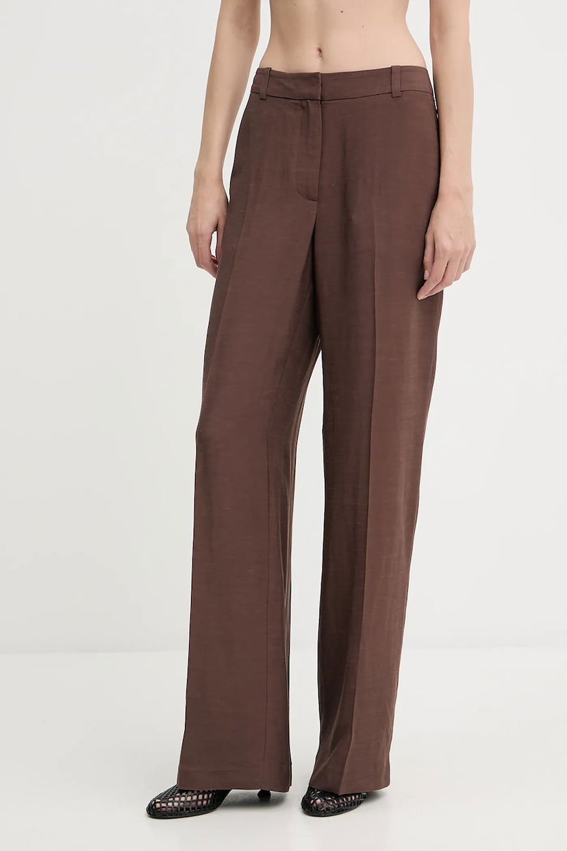 Hlače Samsoe Samsoe Samsoe Samsoe SALARAY High-Waist Wide-Leg Pants Smeđa | F25200023